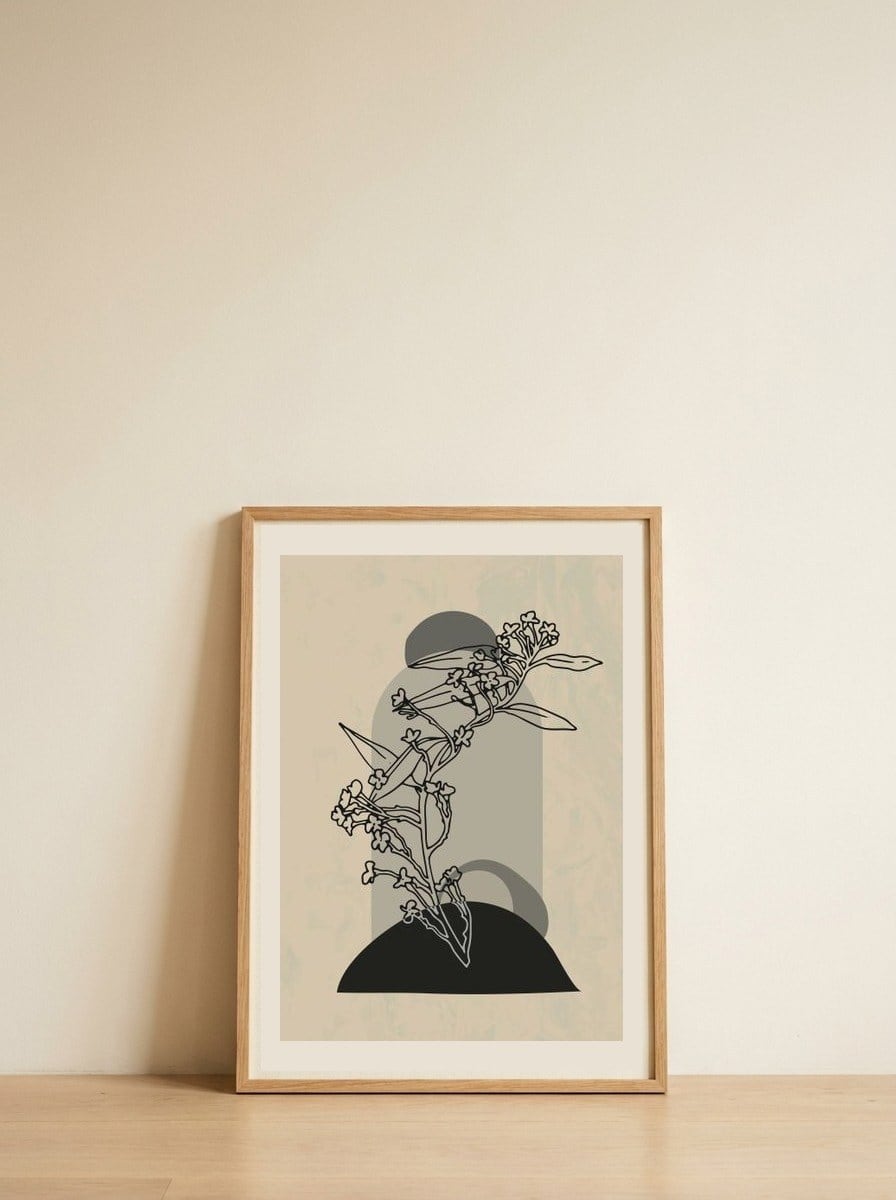 Abstract Flower 5 — framed, leaning against the wall