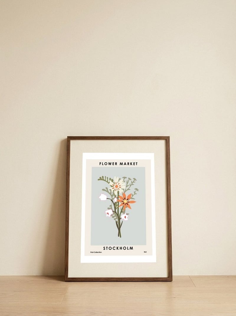 Flower Market Stockholm — framed, leaning against the wall