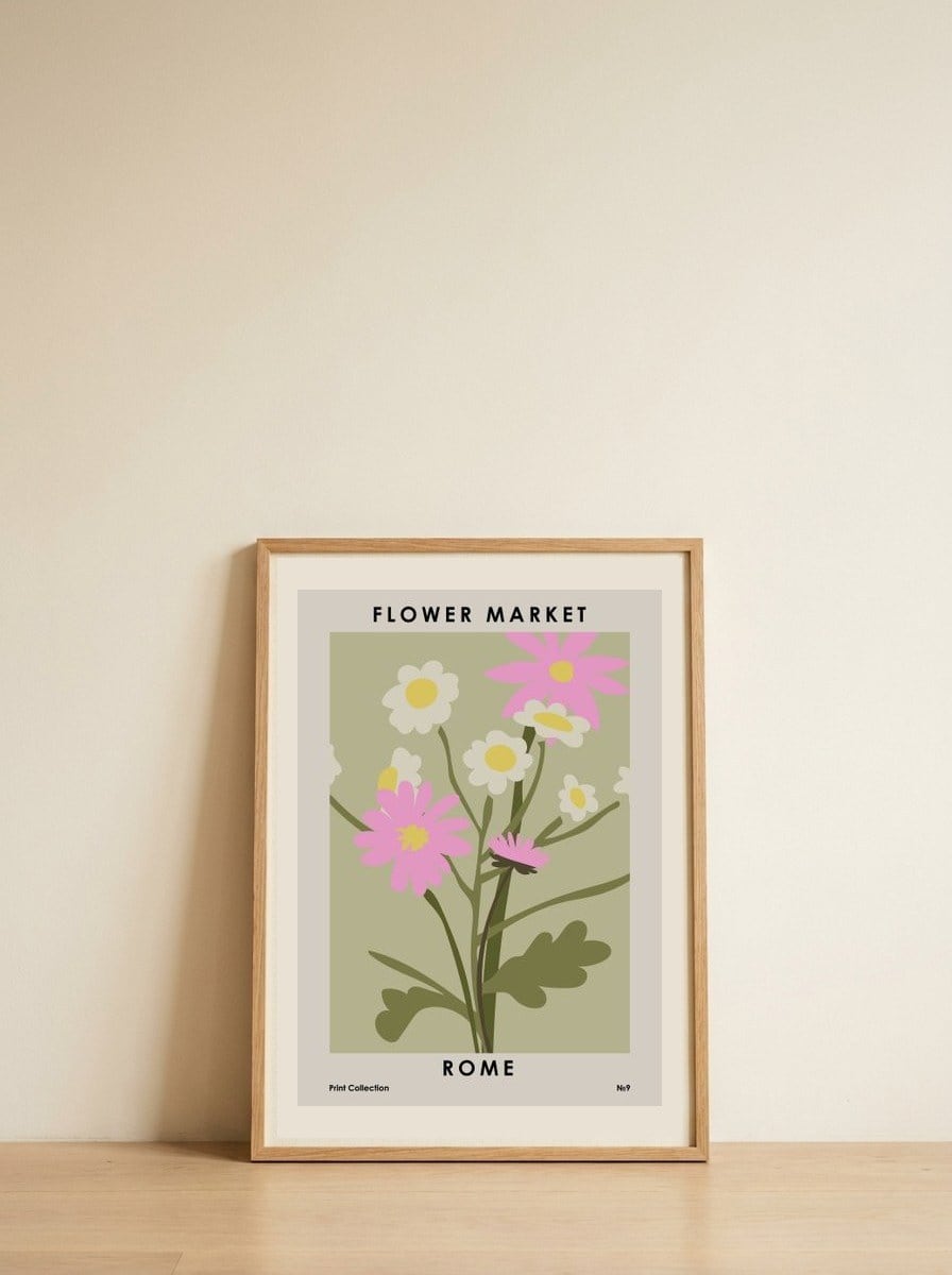 Flower Market Rome — framed, leaning against the wall