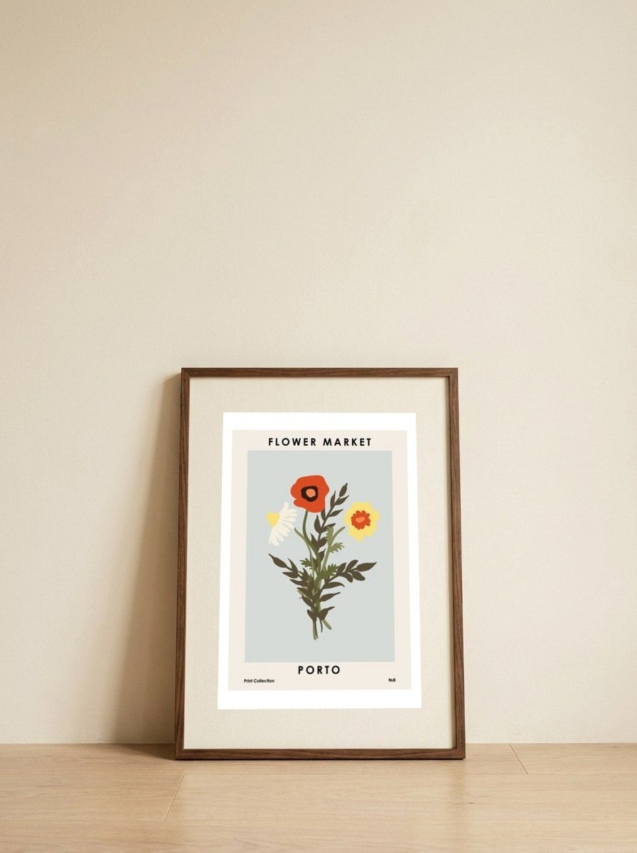 Flower Market Porto — framed, leaning against the wall