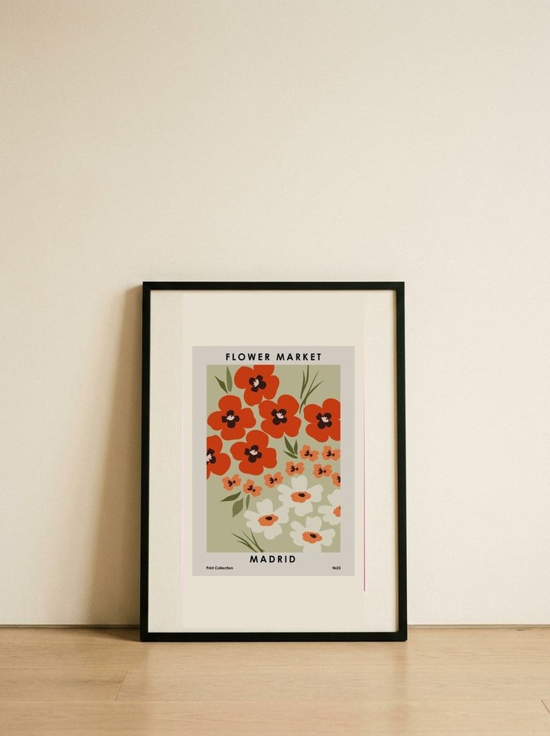 Flower Market Madrid — framed, leaning against the wall