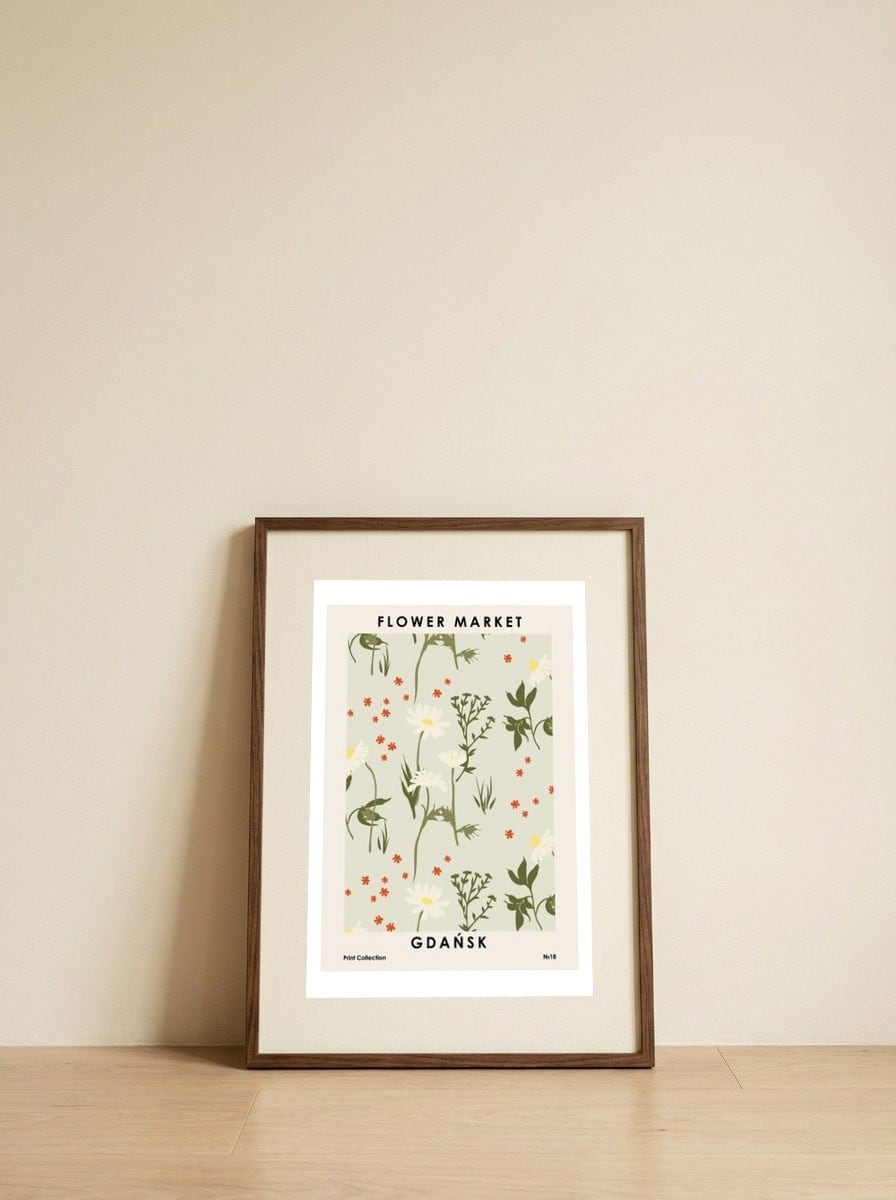Flower Market Gdańsk — framed, leaning against the wall