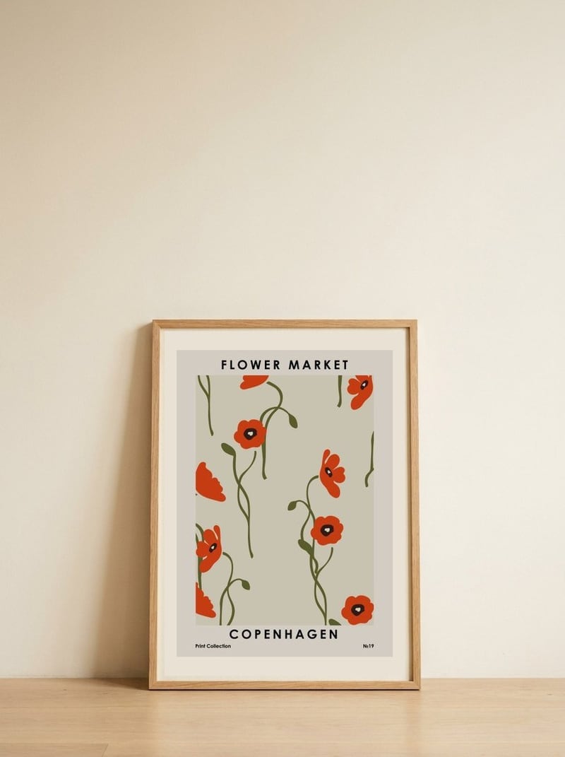 Flower Market Copenhagen — framed, leaning against the wall