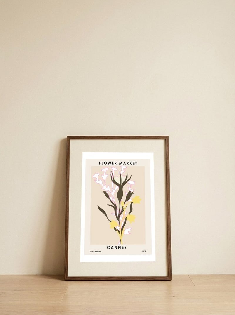 Flower Market Cannes — framed, leaning against the wall