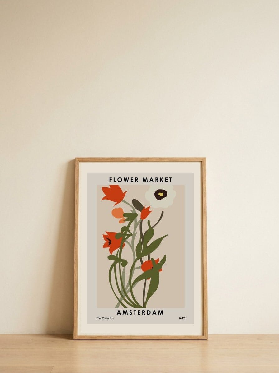 Flower Market Amsterdam — framed, leaning against the wall