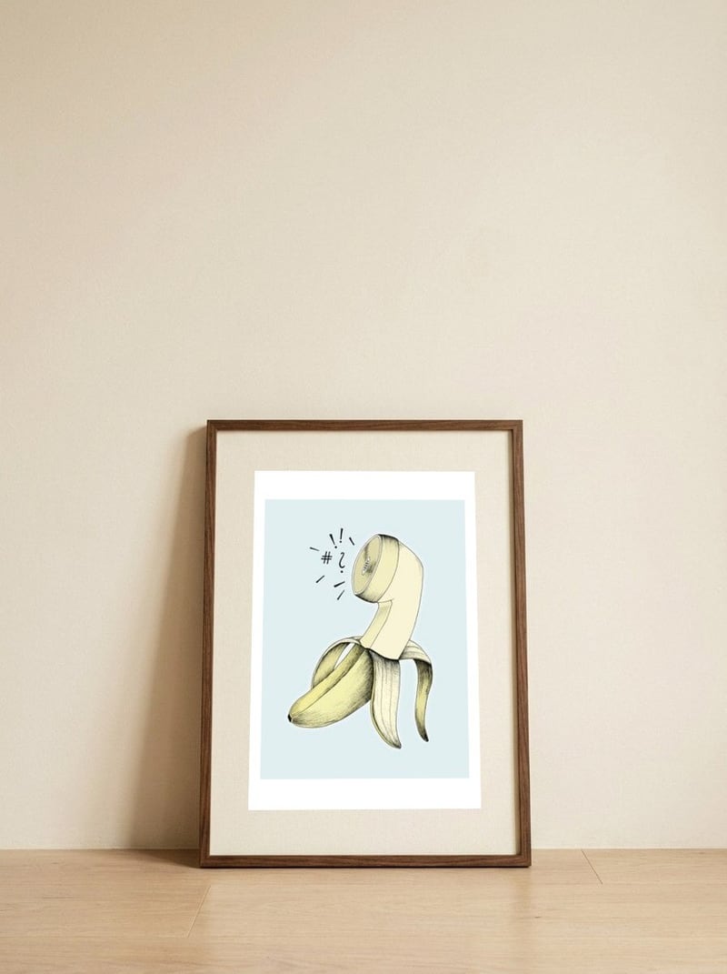Blah Blah Blah — framed, leaning against the wall