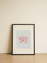 Pink Watercolor Orchid — framed, leaning against the wall thumbnail