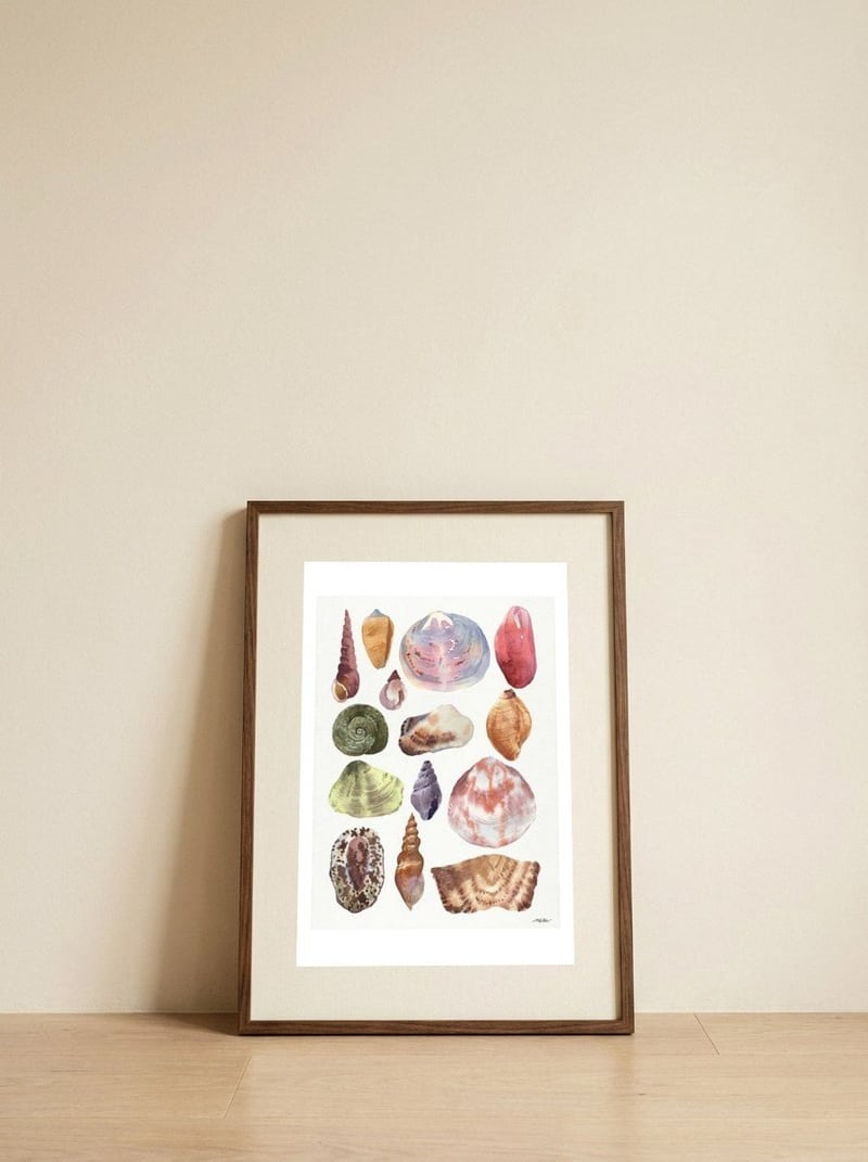 Shells 1 — framed, leaning against the wall