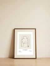 Woman line portrait — framed, leaning against the wall thumbnail