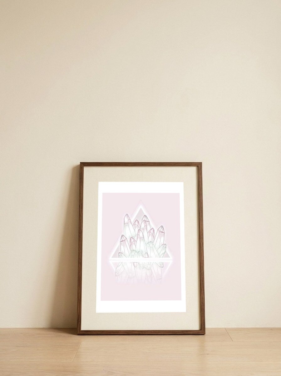 Crystals Pink — framed, leaning against the wall
