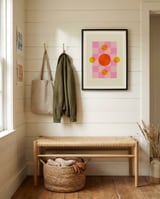 Retro Pink Orange Circles framed in a relaxed room thumbnail