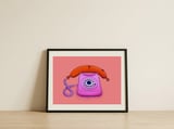 Whimsical Sausage Phone — framed, leaning against the wall thumbnail