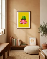 Whimsical Plant Teacup framed in a gentle room thumbnail