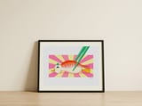 Funny Sushi Duck — framed, leaning against the wall thumbnail