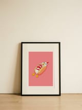 Cute Duck Hotdog — framed, leaning against the wall thumbnail