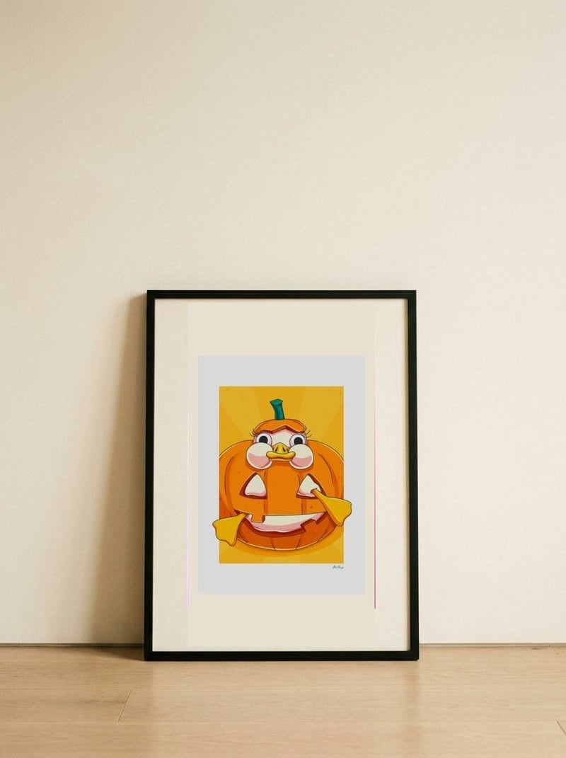 Cute Halloween Duck — framed, leaning against the wall