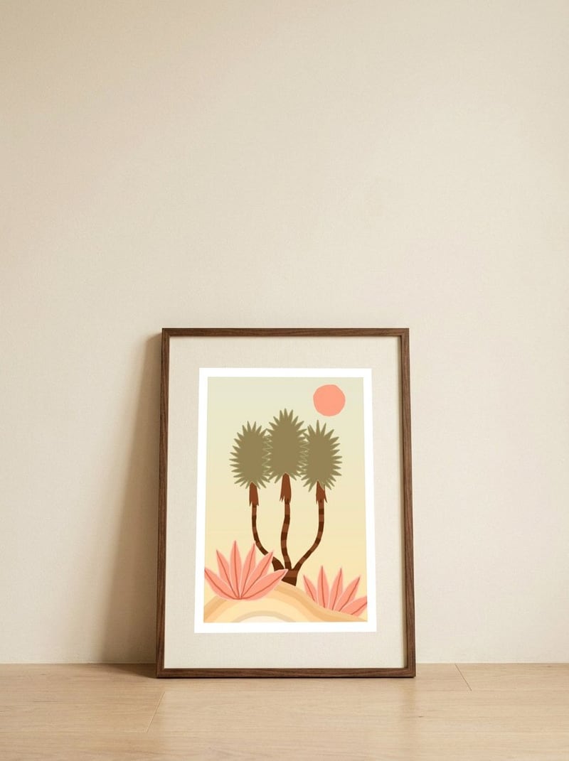 Palms 01 — framed, leaning against the wall