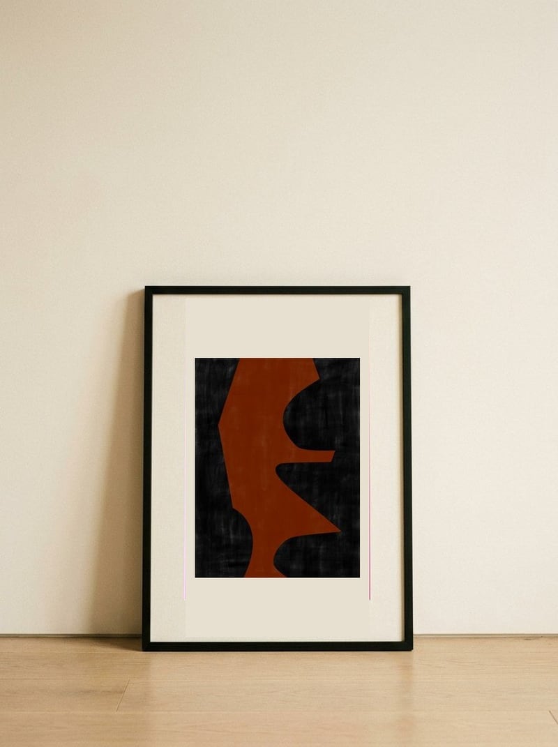 Bold Organic Shape — framed, leaning against the wall