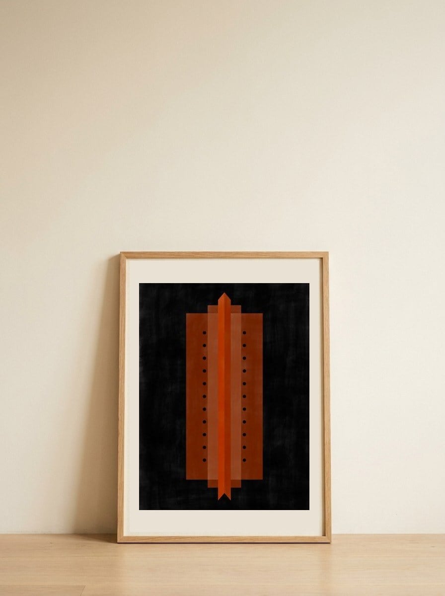 Orange Art Deco Structure — framed, leaning against the wall