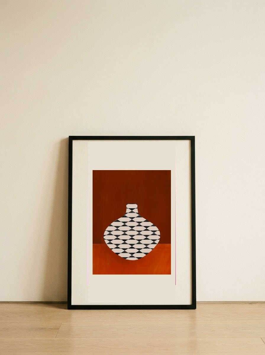 Modern Geometric Vase — framed, leaning against the wall