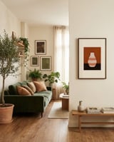Geometric Orange Vase framed in a grounding room thumbnail
