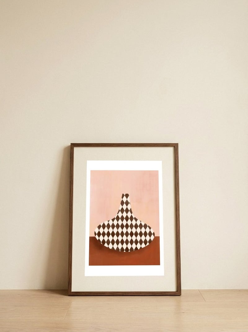 Abstract Harlequin Vase — framed, leaning against the wall
