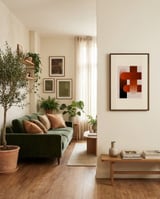 Warm Geometric Interlock framed in a grounding room thumbnail