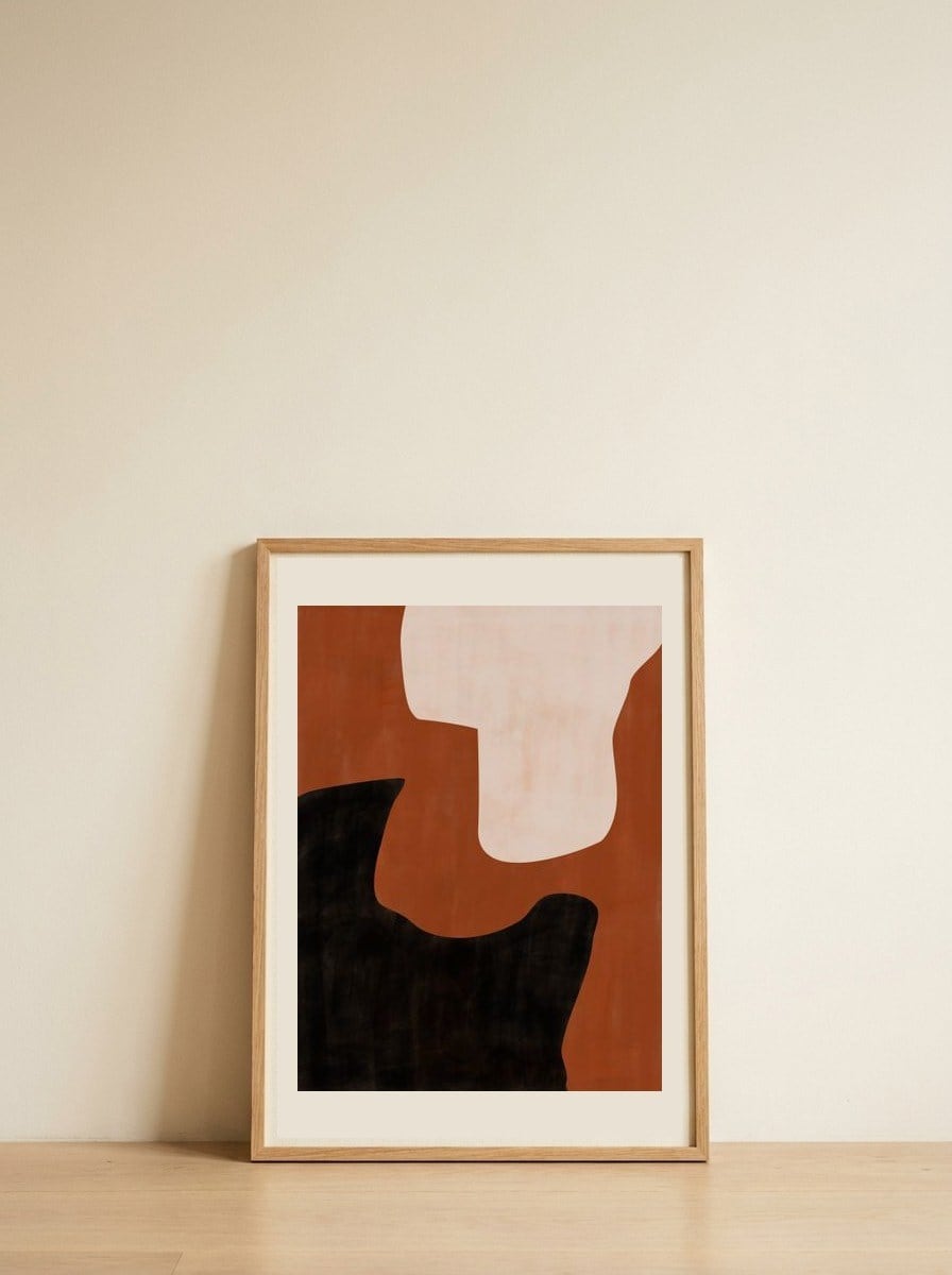 Earthy Organic Shapes — framed, leaning against the wall