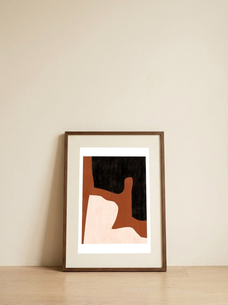 Modern Earthy Shapes — framed, leaning against the wall