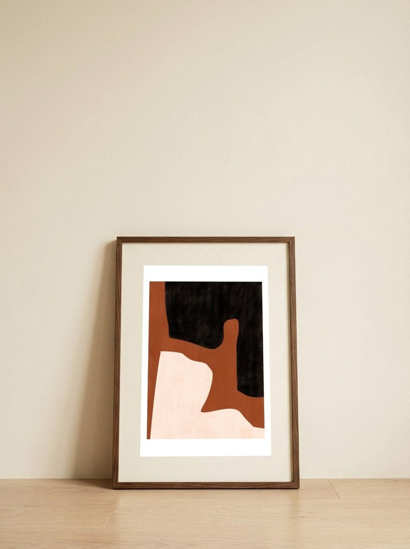 Modern Earthy Shapes — framed, leaning against the wall