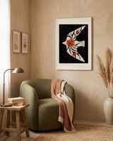 Floral Dove Flight framed in a tender room thumbnail