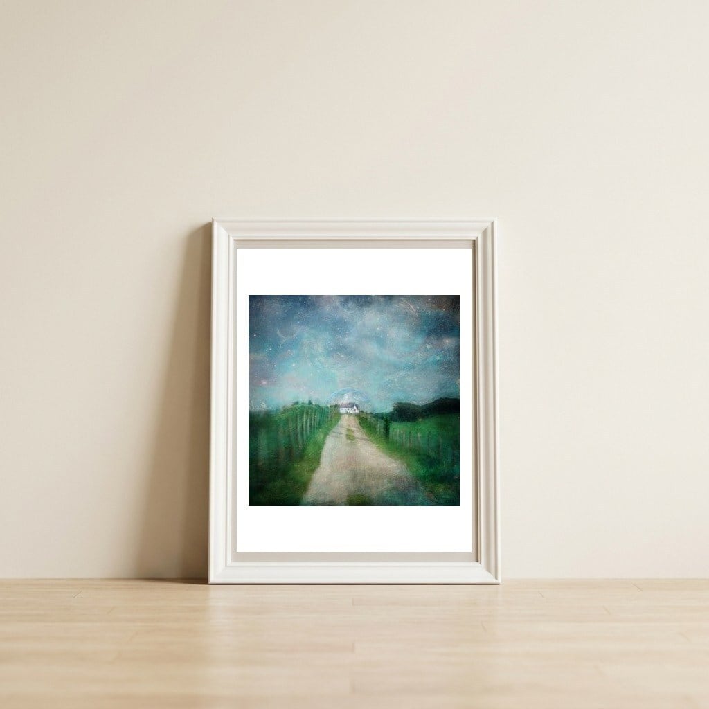 In A World Of Her Own — framed, leaning against the wall