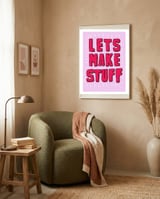 Let's Make Stuff framed in a tender room thumbnail
