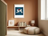 Origami love birds framed in a gentle room thumbnail