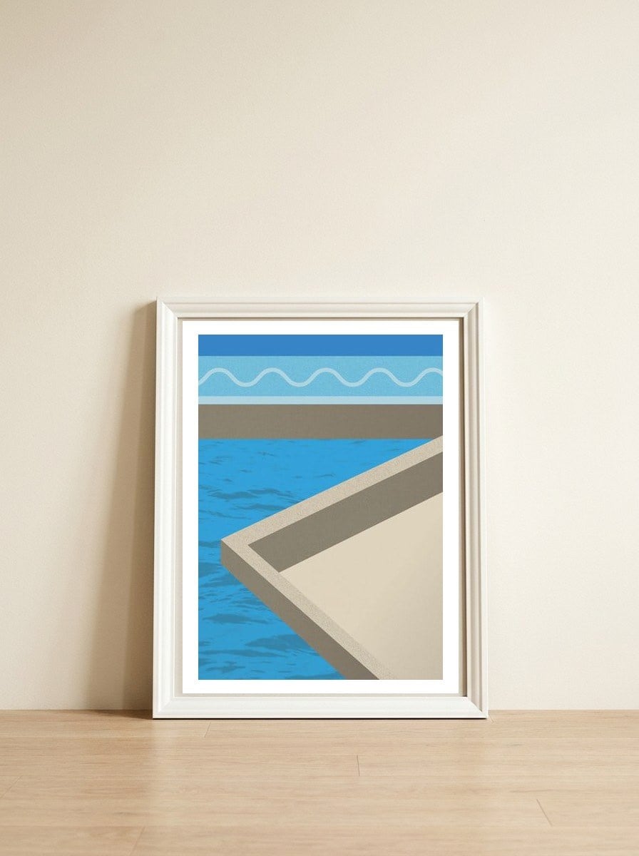 The Water Below — framed, leaning against the wall