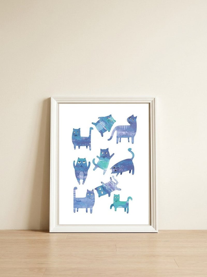 Silly Cats — framed, leaning against the wall