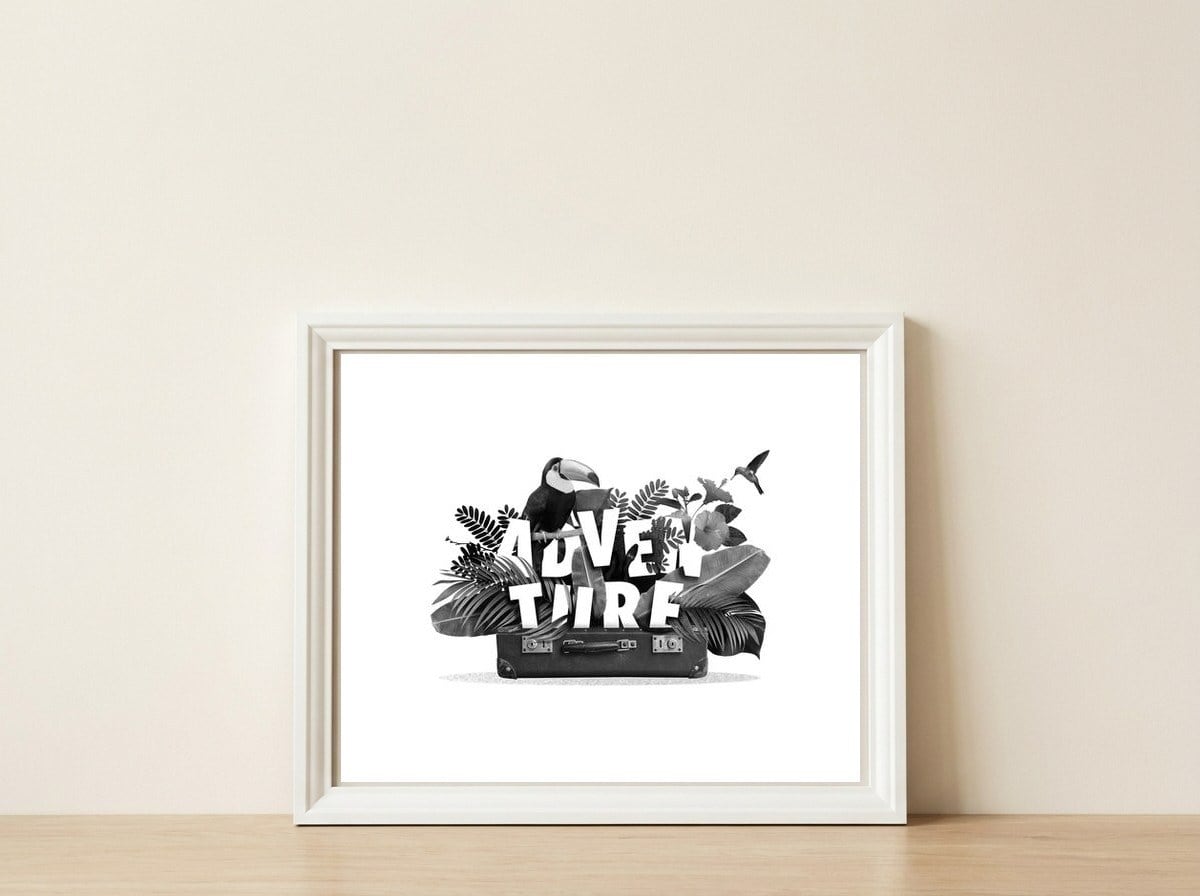 In Case Of Adventure — framed, leaning against the wall