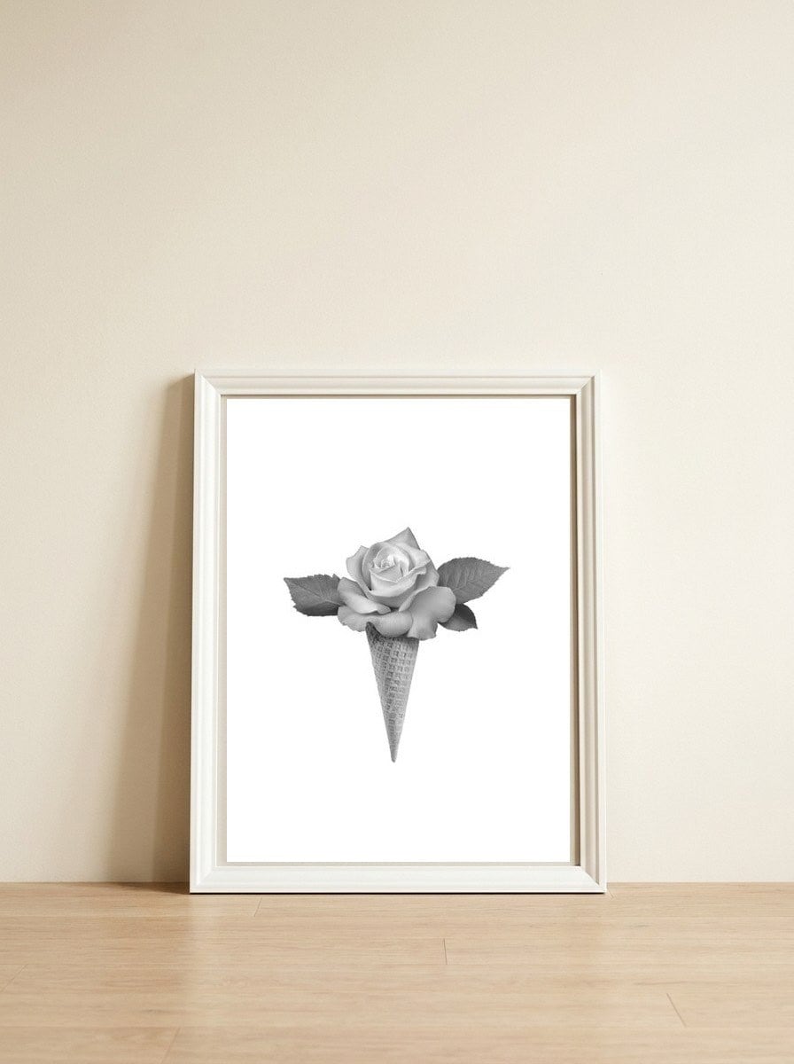 Rosecream — framed, leaning against the wall
