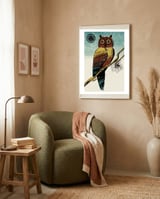 Slice & Dice - Owl framed in a tender room thumbnail