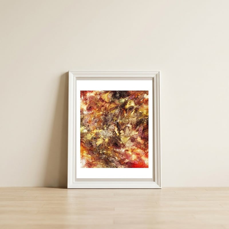 Volcanic — framed, leaning against the wall