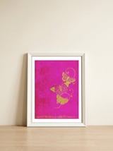 Yellow Butterflies on Pink — framed, leaning against the wall thumbnail