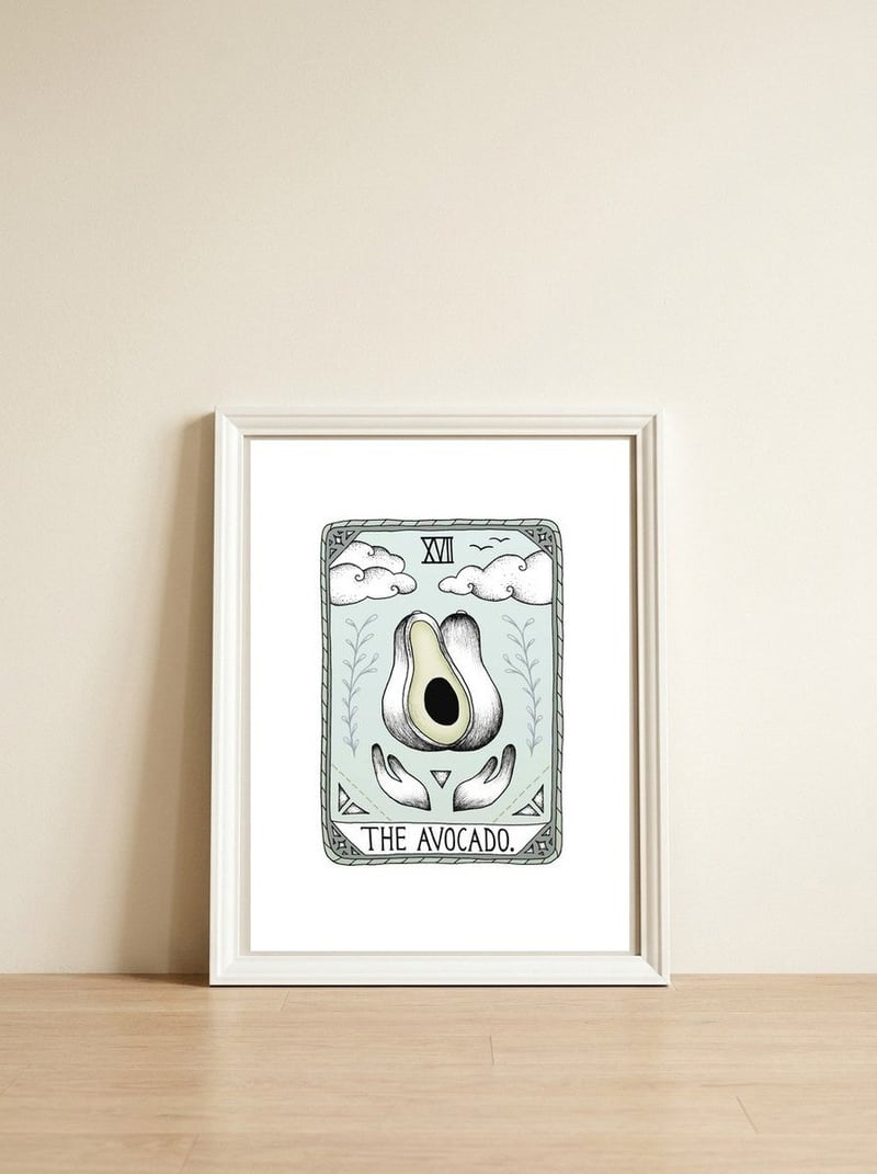 The Avocado — framed, leaning against the wall