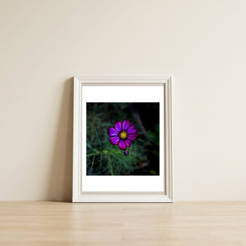 Floral autumn — framed, leaning against the wall