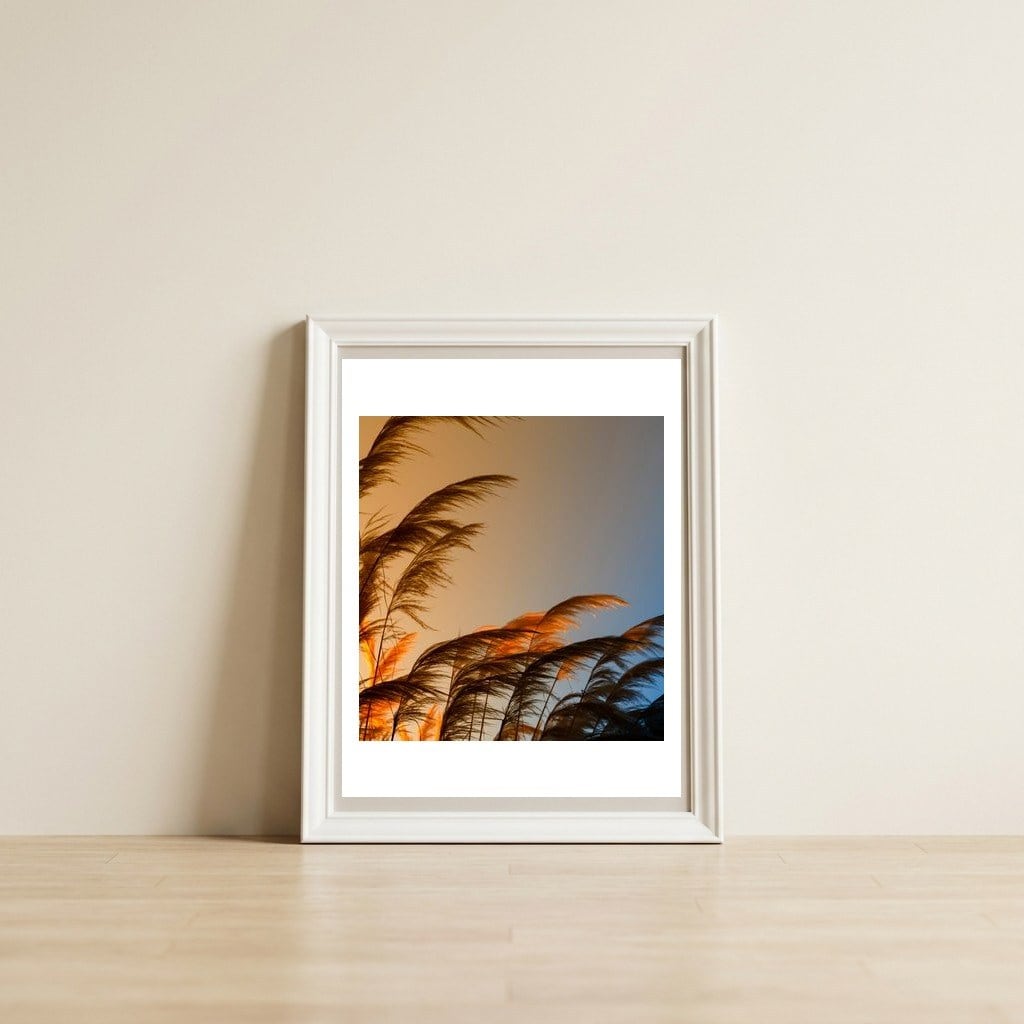Sunset in autumn — framed, leaning against the wall