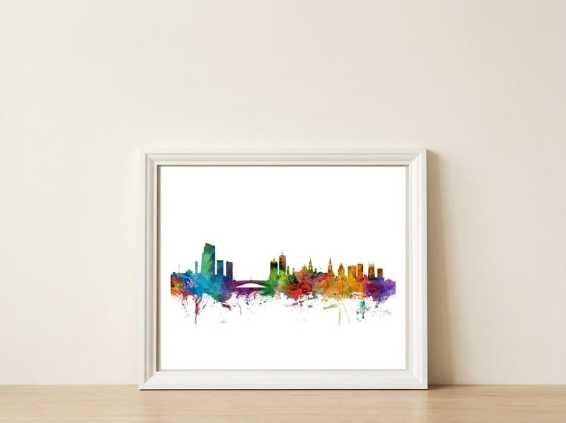 Leeds England Skyline — framed, leaning against the wall