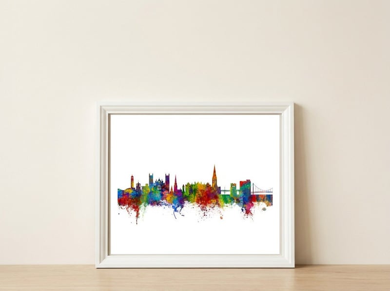 Exeter England Skyline — framed, leaning against the wall