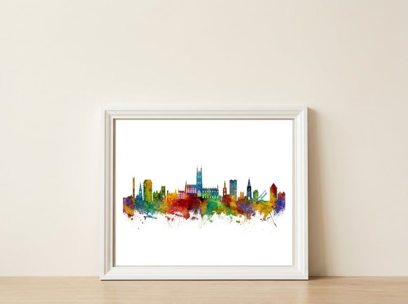 Gloucester England Skyline — framed, leaning against the wall