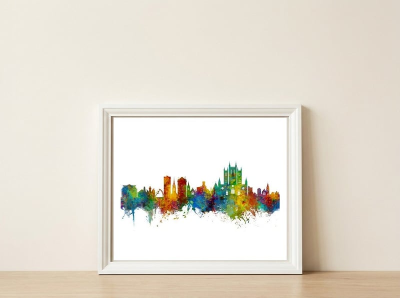 Lincoln England Skyline — framed, leaning against the wall