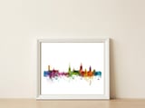 Stockholm Sweden Skyline — framed, leaning against the wall thumbnail