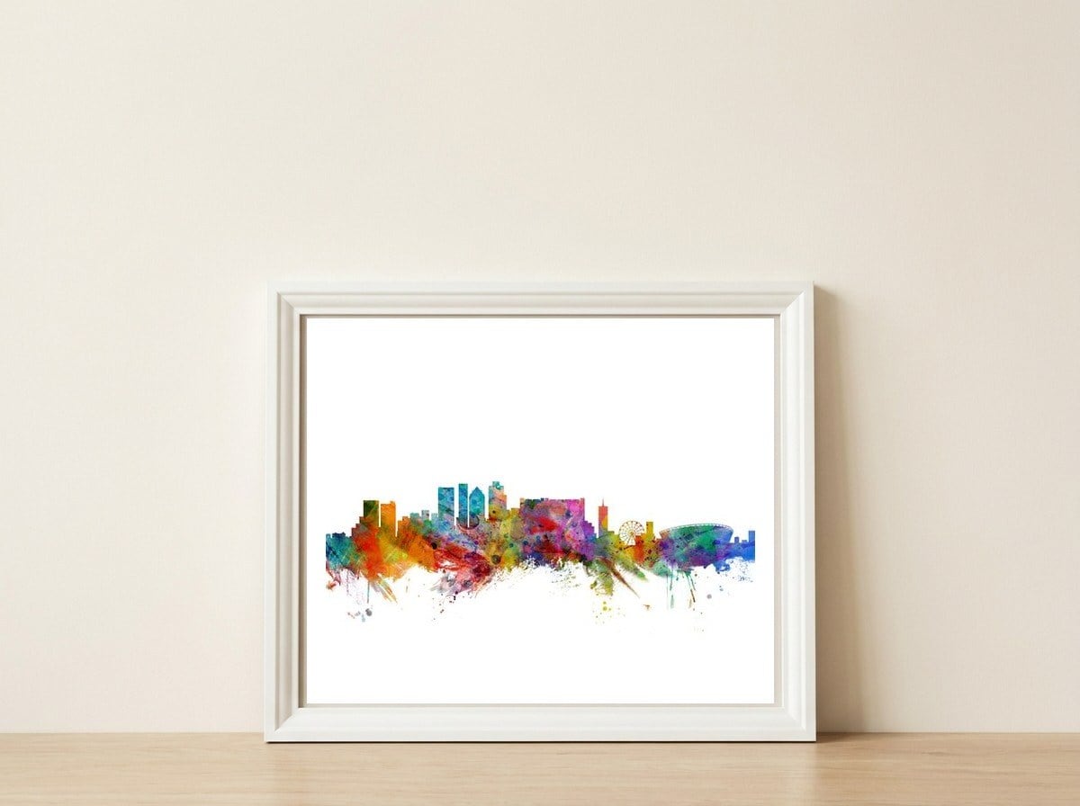 Cape Town South Africa Skyline — framed, leaning against the wall